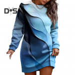 Naiste s&uuml;gistalvine dressipluus Kleit Lilletr&uuml;kiga &Uuml;markaelus, pikkade varrukatega avara pulover Paks soe keskmise pikkusega elastne mansett Lady kevadine minikleit L tumehall v&auml;rv