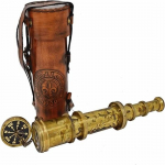 45,72 cm messingist piraaditeleskoobi matkatarvikud Teleskoop Marine Sailor's Spyglass, nahast &uuml;mbrisega Nautical Gift