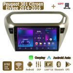 Android Carplay Autoraadio Peugeot 301 Citroen Elysee 2014-2016 jaoks Multimeediam&auml;ngija Peak Unit Stereo GPS-navigatsioon BT WIFI 4+64GB 2+32GB h&otilde;be