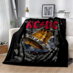 Rockb&auml;nd AC/DC retrotr&uuml;kiga flanellist soe pleed piknikutekk voodikate viskepleed voodipesu S&uuml;nnip&auml;evakink 40x50in