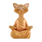 Mediteeriv kassi kujukeste vaigu Zen-kassi skulptuur Istu meditatsioonikassi kaunistuses tumeoranži v&auml;rvi