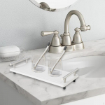 Bathroom Sink Organizer under Countertop Fast Drying Rack Counter Tray Silver handle