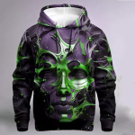 Meeste kapuuts Retro Skull 3D Prindiga kapuutsiga dressipluus Kevadine pikkade varrukatega kapuuts Suurem&otilde;&otilde;tmelised r&otilde;ivad Mood Street Spordis&auml;rk S