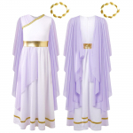 Lastele kreeka Athena kost&uuml;&uuml;m, t&uuml;drukute printsessi &scaron;ifoonist pikk kleit, peapaelaga Cosplay peoks 15-16 Years