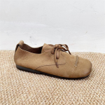 Johnature Retro Mokassiinid Ehtne Nahk Pehme Tald Naiste Korterkingad Mitmek&uuml;lgsed Ruudukujulise Varbaga Mugavad Paeladega Kingad 35 khaki