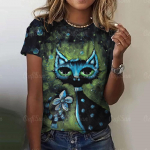 3D Kawaii Cat Print Naiste T-s&auml;rgi Topid 2023 Suvised Mood T-s&auml;rgid Harujuku Loomade L&uuml;hikeste Varrukatega T-s&auml;rgid Suurem&otilde;&otilde;dulised Laides Riided M