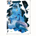 3D-seinakleebised Dolphin Murtud seina visuaalsed veekindlad libisemiskindlad elutoa magamistoa p&otilde;randakleebised sinine