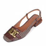 2024 Uus Retro Stiilis Naiste Suve Mood Madal Kont Ruudukujuline Nina Nahast L&auml;bil&otilde;ikega Peen Konts Kinnine Metallkaunistus Naiste Sandaalid 4 pruun