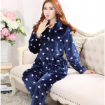 Flanellist naiste pidžaamakomplekt, paksendatud korallifliisist pikkade varrukatega pidžaamakomplekt naiste pidžaama koduriided M