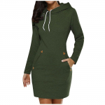 Naiste kootud pikkade varrukatega avar sviiter kootud kleit L armee roheline v&auml;rv