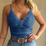 Naiste Plus Size Vest Crop Wireless rinnahoidja pesu Seksikas V-kaelusega aluspesu Camisole S sinine