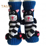 1 paar talvesokke 3D multifilmi loomasokid Kootud libisemisvastased keskmise toruga paksendatud elastsed soojahoidvad p&otilde;randasokid silikoonist t&auml;pitaldadega tumesinine v&auml;rv
