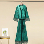 Pikad sametist hommikumantlid pitsmantliga Naiste pruudi pruutneitsi kimono hommikumantlipidu Pehme daami pulmar&otilde;ivad, soe sametist hommikumantel One Size