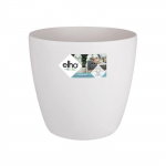 ELHO Pot de fleurs rond Brussels avec roues - &Oslash; 47 x H 44 cm - Int&eacute;rieur - 100% recycl&eacute; - Blanc