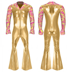 Meeste dž&auml;ssitantsu kost&uuml;&uuml;mid 80ndate disko-cosplay-kost&uuml;&uuml;mid, all&auml;&auml;red p&uuml;ksid, t&auml;ispikk V-kaelusega kombinesoonid, p&uuml;ksid L kuld