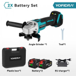 Yofidra 125 mm harjadeta nurklihvija 4 k&auml;iguga juhtmeta lihvimismasin puidu t&ouml;&ouml;tlemise elektrit&ouml;&ouml;riist Makita 18 V aku jaoks 2 Battery & Plastic Box