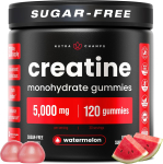 NutraChamps, kreatiinmonoh&uuml;draadi kummikommid, arbuus, 5000 mg, 120 kummikommi (1250 mg kummi kohta)