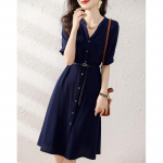 K&uuml;ps ja elegantne v&ouml;&ouml;kohaga salendav seelik suvel Uus temperament koos v&ouml;&ouml;ga salendav keskmise pikkusega kleit S