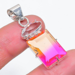 Bi-Color Tourmaline, Topaz Handmade 925 Sterling Silver Pendant 1.73 z9p02