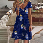 Suvine Naiste Uus Kleit Disney Printsess Alice Imedemaal Prindiga V-kaelusega L&uuml;hikeste Varrukatega Kleit Naiste R&otilde;ivad Vabaaja T&auml;navastiil S