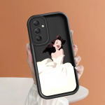 Pehme silikoonist ruudukujulise redeliga printimismustriga telefoni korpus T&auml;iskaanega kaamera p&otilde;rutuskindel kaitse kummist &uuml;mbris Samsungile Samsung A14 must