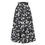 Naiste moodne lilleline lilleprindiga pingutusn&ouml;&ouml;riga elastse v&ouml;&ouml;kohaga vabaaja lahtise taskuteta poolkeha seelik L must