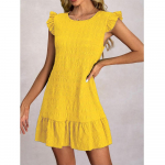 Naiste Suvekleidid Daamide Vabaaja &Uuml;hev&auml;rvilised Volangidega Varrukateta Minikleit Sirge Vestidos Naiselik Vintage L&uuml;hike Kleit XL kollane