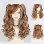 Cosplay hobusesaba parukas s&uuml;nteetiline pikav&auml;rviline lokkis t&uuml;drukutele Lolita Cosplay parukas topelt hobusesaba ja 1 tk paruka m&uuml;tsiga 24inches