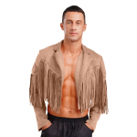 Meeste Kunstseemis 80ndate Hipi L&uuml;hike Jakk Narmastega Avatud Esiosaga Kampsun Kauboi Stiilis M