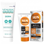 Venusia Derm moisturising lotion 75g & Venusia Mineral sunscreen SPF65,Full spectrum protection, 50g