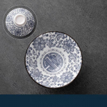 Sinine ja valge kooniline teetass - k&auml;sitsi maalitud keraamiline karikas sake/tee jaoks, antiikne portselanist Gongfu teekomplekt, kahekordse kasutusotstarbega lauan&otilde;ud 1pcs