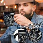 Isikup&auml;rastatud roostevabast terasest kruus - V8 ja V6 mootori disainiga ja stiilne, ideaalne autoentusiastidele