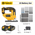 MellWin 3500RPM Harjadeta Elektriline Tikksaag 750W Tikksaag Reguleeritava Teraga 3 Muudetava Kiirusega Puut&ouml;&ouml;riist Makita 18V Aku jaoks 2 Battery EU Plug