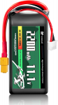 Lipo aku 3S 11,1V 2200mAh 35C XT60 pistikuga &ndash; Suur v&otilde;imsus RC mudelitele &ndash; Pehme korpus, silikoonjuhe must