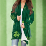Naiste vabaaja pikkade varrukatega St. Patrick's Day tr&uuml;kitud naiste kardiganist pealismantel XXXL