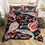 T&auml;iskasvanutele Must Damaskus Tekikoti Komplekt King, Antiikne Viktoriaanlik Barokk Voodipesu Komplekt Gootiline Vintage Lilleline Boheemlaslik Eksootiline Tekikott EU single(135x200cm) black