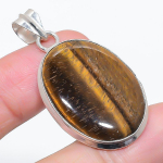 Natural Tiger Eye Gemstone 925 Sterling Silver Jewelry Pendant 1.89 h1u94