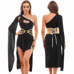 Naiste Kreeka Jumala Kost&uuml;&uuml;m Halloweeni Karnivali Peo Cosplay Rollim&auml;ngu Kleit &Uuml;he &otilde;laga kleit Peakattega Lavaliseks Esituseks M must