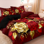 Romantiline roosiline lilleprindiga tekikott, igaks hooajaks voodipesukomplekt, lukuga disain, pehme, hingav, mugav ja kergesti hooldatav Au Double 180x210cm