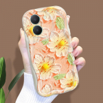 Armas koomiksimustriga kreemjas tekstuuriga korpus, lainelise servaga pehme silikoonkaanega telefoni&uuml;mbris Vivo jaoks Vivo V40 5G