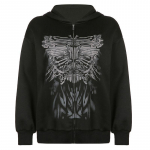 Goth Butterfly Print Retro Pusad Gooti Tumedad Academia Emo Joped Mantlid Vintage Y2K Grunge T&otilde;mblukuga Hooides XL