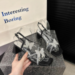 2024 Uued &Uuml;hev&auml;rvilised Mitmek&uuml;lgsed Suvised Retro Naiste Kingad Luksuslikud Sandaalid Naiste K&otilde;rged Kontsad Mood Uus Madal Rhinestones 40