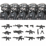 Linnapolitsei Hiina Eri&uuml;ksused Ehitusklotsid R&uuml;nnakus&otilde;dur SWAT Figuurid Gaasikaitsemask S&otilde;jalised Relvad Klotsid M&auml;nguasjad Lapsed