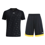 Under Armour &Uuml;leni Tr&uuml;kitud L&otilde;tv L&uuml;hikeste Varrukatega Kootud L&uuml;hikesed P&uuml;ksid Vabaaja Spordikomplekt Meeste Komplektid Must 21500531-001+21500202-001 M