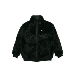 Nike Sportswear Swoosh Leopardimustriga Suure Konksuga Logo Kunstkarusnahast Sametine Treeningjakk Meeste &Uuml;ler&otilde;ivad Must DH6685-010 XXL