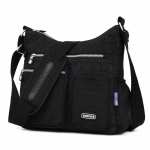 Stiilne veekindel nailonist l&otilde;uendist crossbody kott naistele Plastic Bag Packaging, 35*26*2cm, 0.33kg must