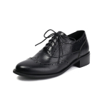 Mugavad Oxfordsi korterkingad Stiilsed naiste perforeeritud kontsaga Brogue Wingtip Klassikalised paelad Sadulkingad Nahast Jalatsid 35 must