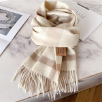 100% villane luksusbr&auml;ndide klassikalise Inglismaa stiili naiste sall moekas triibuline ruuduline sall narmastega sallid pashmina naiste m&auml;his 32*180cm 32x180cm gray