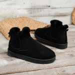 Naiste lumesaapad, soojad pl&uuml;&uuml;sist libisevad Solid Plus Size Mood naiste poolsaapad Naiste talve mugavad puuvillased kingad UUS 36 must