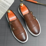 Moodsad kevadised nahast kingad kahe pandlaga meestele Mokassiinid Kingad Disainer Meeste Vabaaja K&auml;sitsi valmistatud Formaalne Slip-on Meeste Paadikingad Zapatillas Hombre 38 pruun